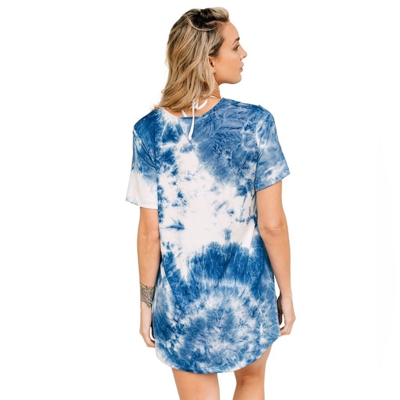 Lace Up Tunic Beach Cover Up Green Tie Dye NEW - Picture 2 of 2